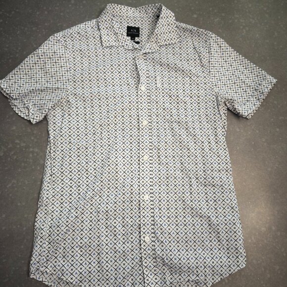 Armani Exchange Geometric Print Short Sleeve Shirt – Size Medium (Slim Fit) - Picture 3 of 11